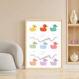 Colorful Rubber Ducks Art Print | Bath Toys Printable Wall Art | Joyful Bathroom Decor | Cute Duck Home Decor