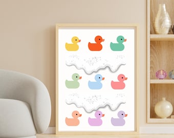 Colorful Rubber Ducks Print | Playful Bathroom Wall Art (Digital Download)