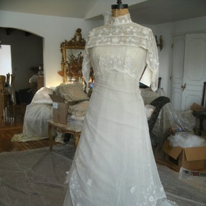 Vintage Edwardianstyle Belgium lace Bridal gown size 5 image 1