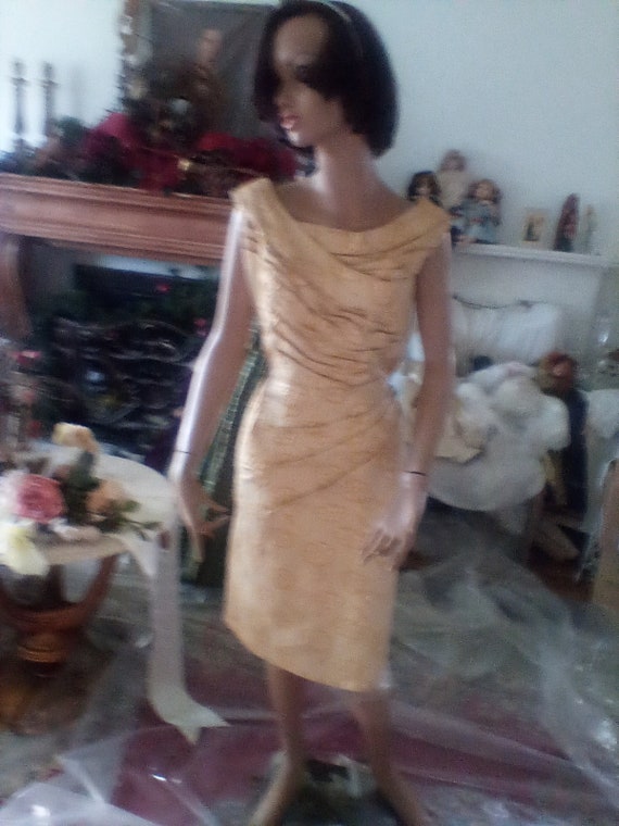 1950 gold brocade lame dress sixe 7-8