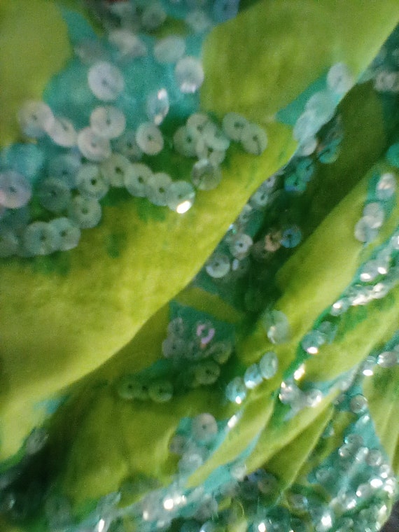 1950 aqua and lime green print dress size 5 pat s… - image 3