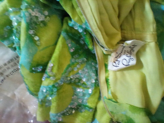 1950 aqua and lime green print dress size 5 pat s… - image 2