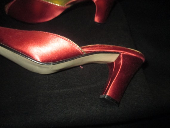 1950's persimmon satin slipon evening shoes 6 1/2 - image 3