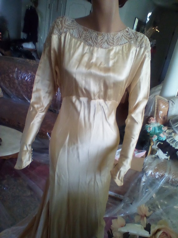 1930 elegant silk chamuse wedding gown size 5-7 - image 7