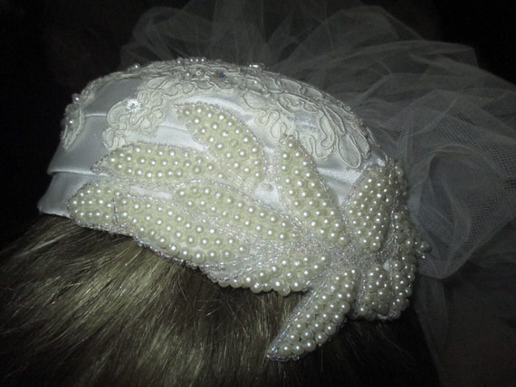 white juliet cap and veil - image 3