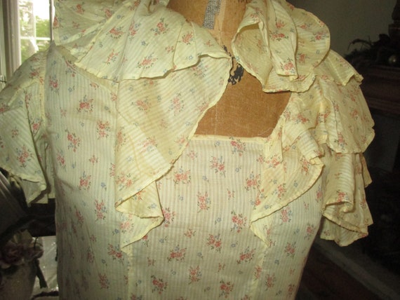 1920  yellow cotton/linen dress  size 8 - image 3