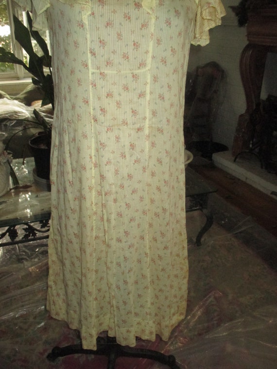 1920  yellow cotton/linen dress  size 8 - image 4