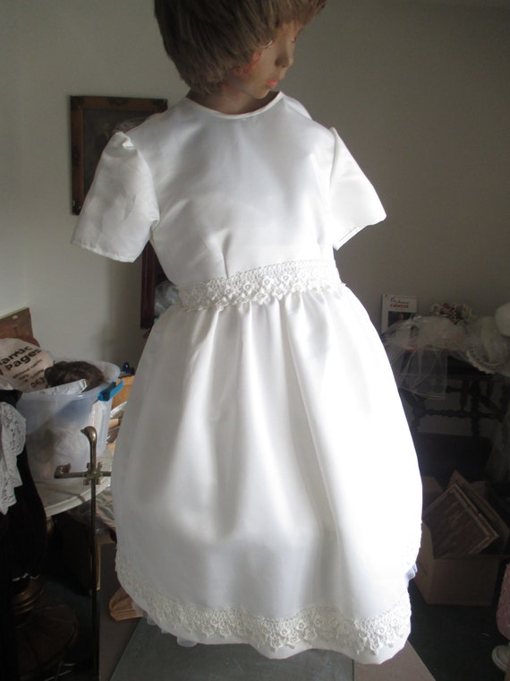 ivory satin childs dress size 10 - image 2