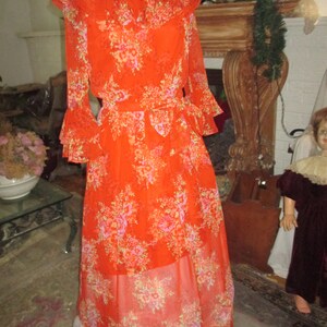 Adele Simpson designer 1970 red dress size 8
