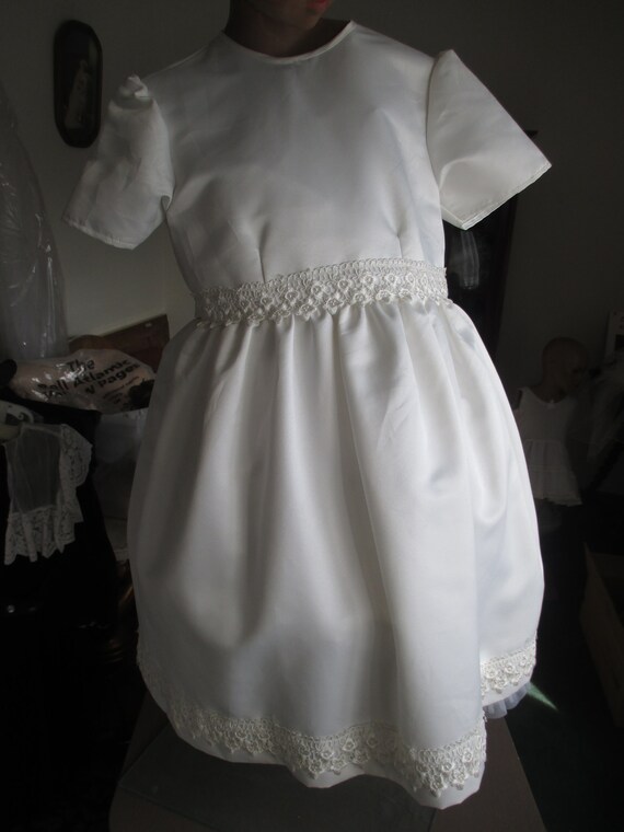 ivory satin childs dress size 10 - image 3