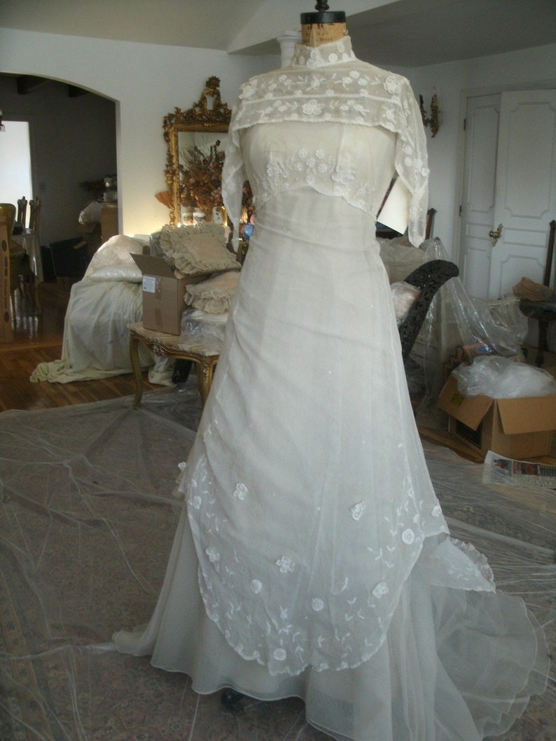 Vintage Edwardianstyle Belgium lace Bridal gown size 5 image 1
