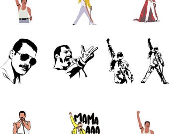 Freddie Mercury Stencil Freddie Mercury Silhouette Portrait, Queen Svg, Legend Svg, Music Legend mercury, Cricut Cut File