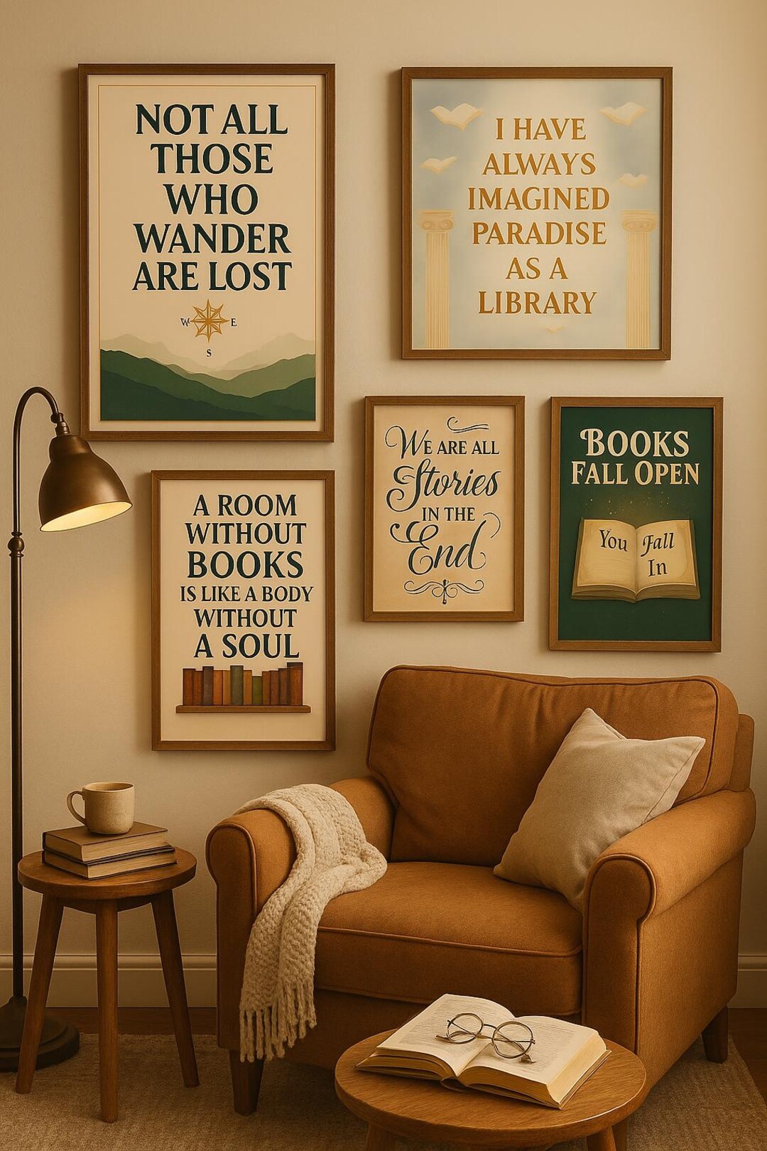 Classic Literary Quotes Wall Art Set of 6 | Famous Book Quotes ...
