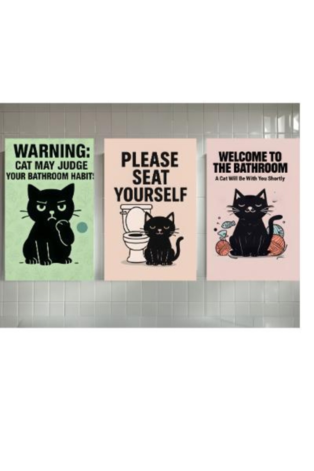 Funny Cat Bathroom Sign | Cat May Judge Your Bathroom Habits, Digital ...