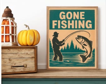 Fisherman Aesthetic Digital Download | Rustic Fishing Wall Art | Cabin Decor Printable | Vintage Outdoorsman Poster | Lake House Art