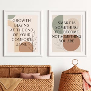 Growth Mindset Wall Art Set | Motivational Quotes Digital Download | Modern Minimalist Prints | Comfort Zone & Smart Quotes | Past Tyme Home
