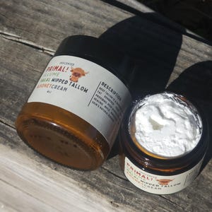 Halal wipped Beef tallow balm: unscented, manuka Honey, sweet almond oil