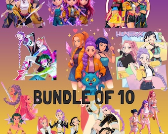 Paquete de imágenes PNG digitales de Kpop / Paquete de imágenes PNG de cazadores de demonios descargables digitales / Paquete de imágenes PNG para niñas