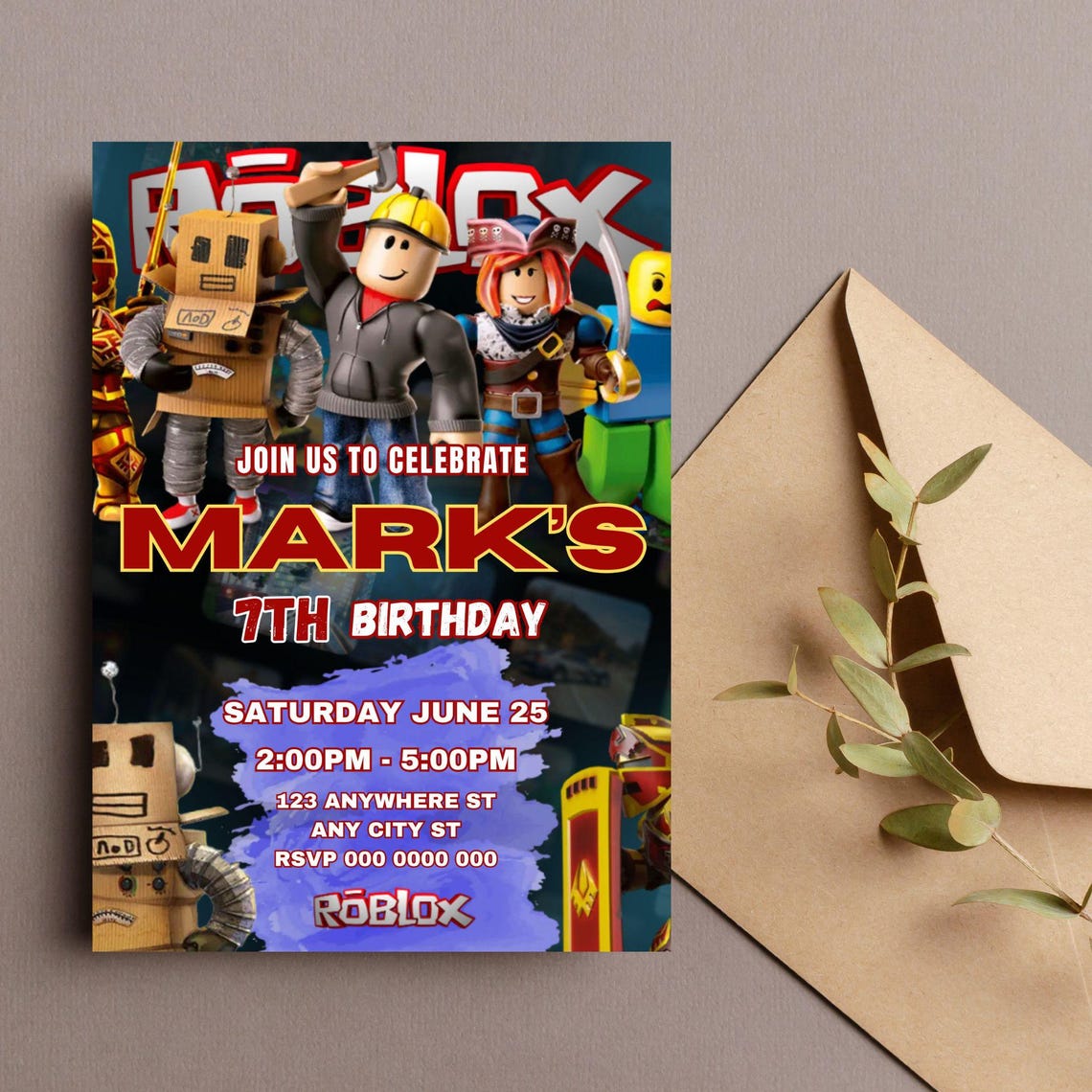 Editable Roblox Birthday Invitation Template (digital Download) - Etsy