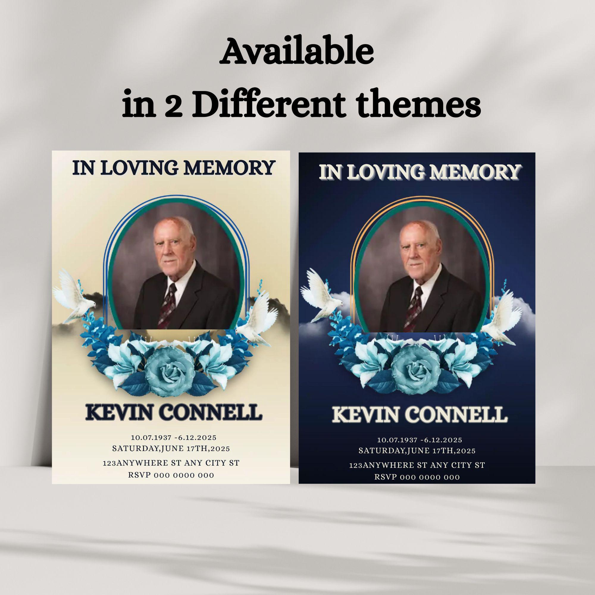 Editable Funeral Invitation Template: Canva Memorial Announcement ...