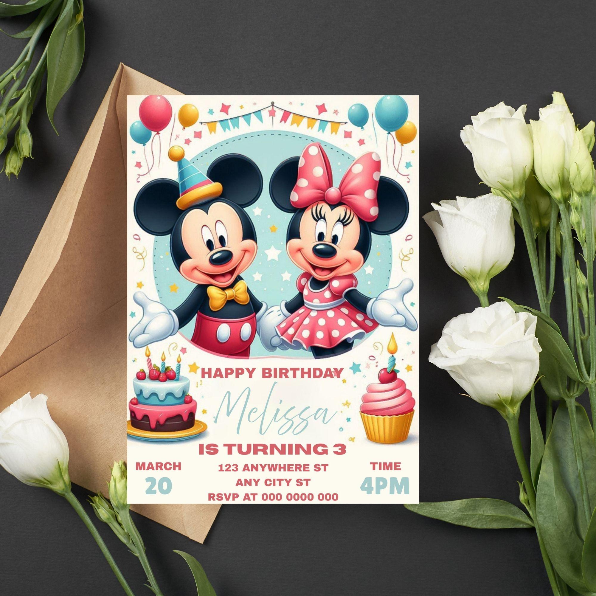 Editable Mickey Mouse Birthday Invitation Template (digital Download ...