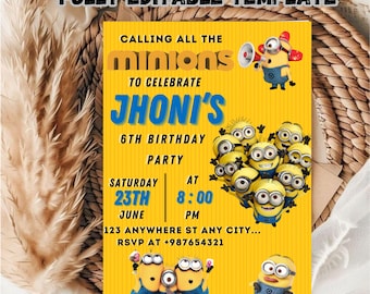 Editable Minions Birthday Invitation Template (Digital Download)