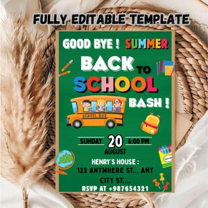 Editable Back to School Bash Invitation Template (5x7 Digital Download)