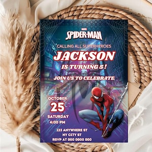Editable Spiderman Birthday Invitation Template / Kids Birthday Invitation Template / kids Spiderman Birthday Invitation Template