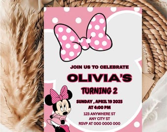 Editable Minnie Mouse Birthday Invitation Template (Digital Download)