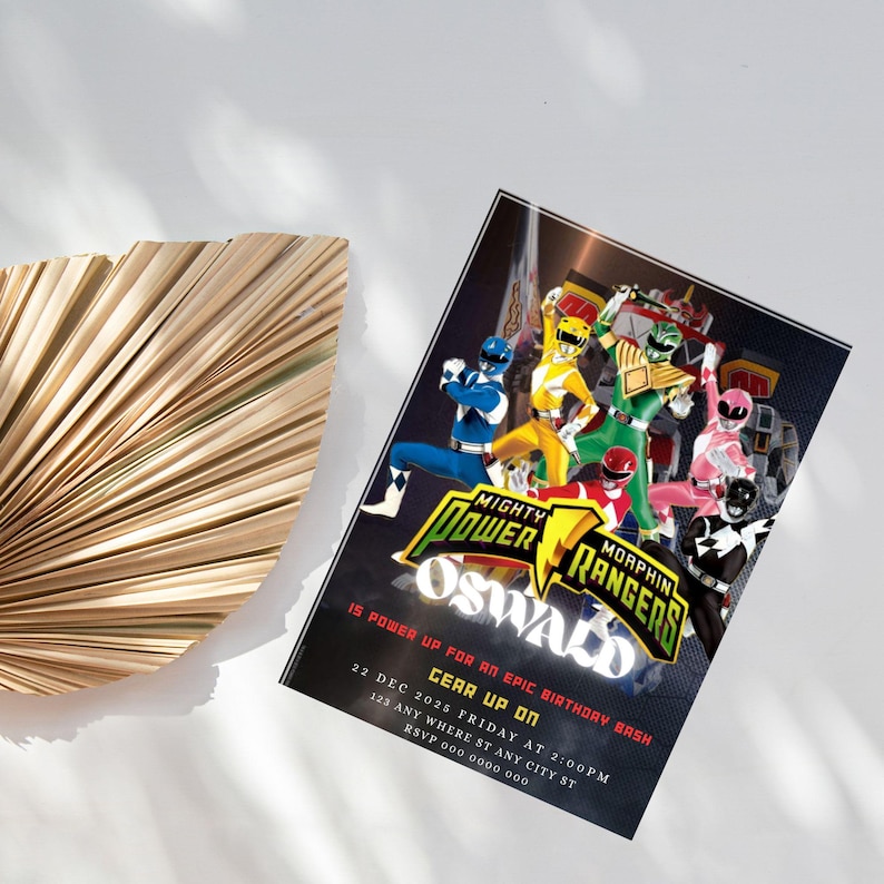 Editable Power Rangers Birthday Invitation Template (digital Download ...