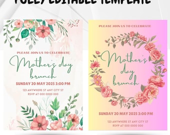 Plantilla editable de invitación para brunch del Día de la Madre (descarga digital)