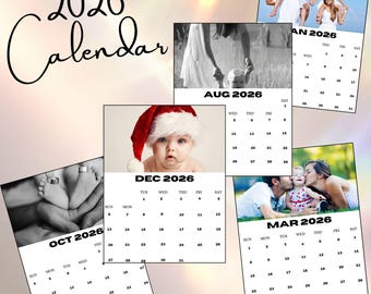 Personalize 2026 Calendar Template with Photos, Easy To Edit Canva Templates,