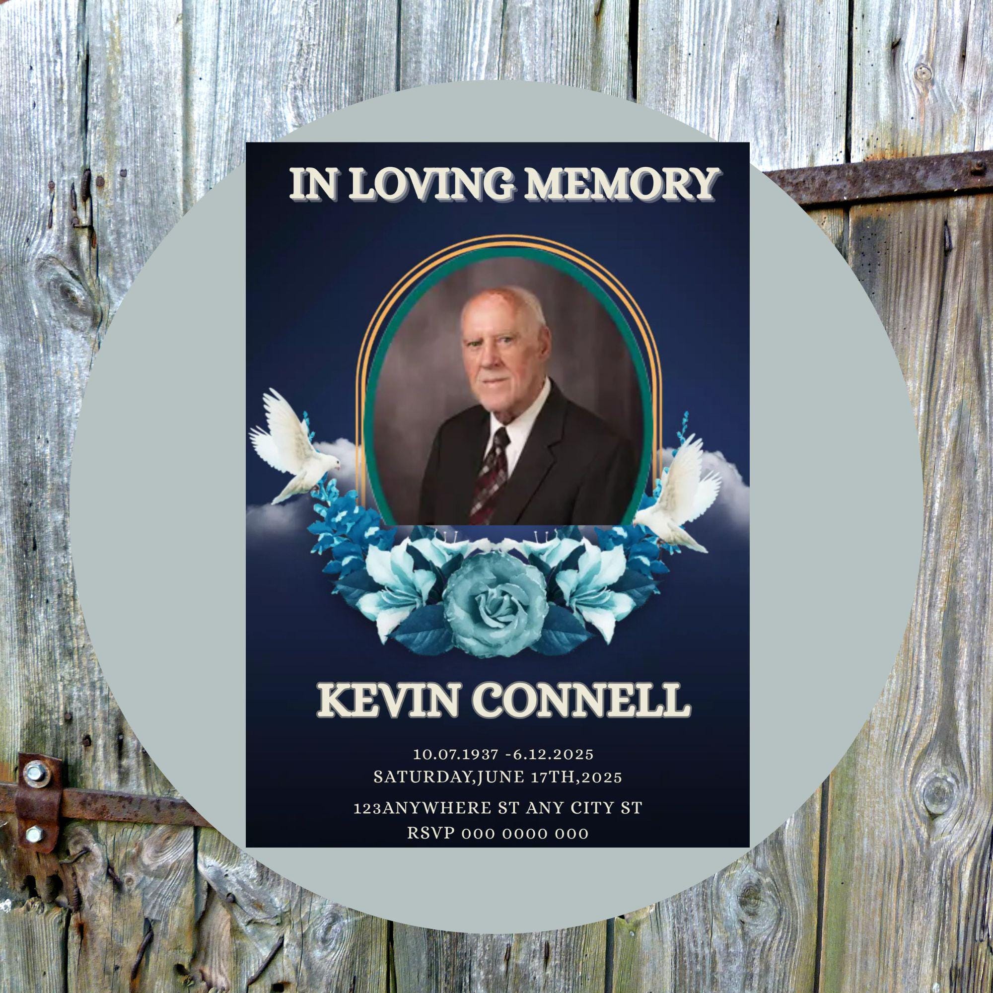 Editable Funeral Invitation Template: Canva Memorial Announcement ...
