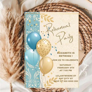 Modèle modifiable d'invitation à une fête de départ en retraite / modèle d'invitation pour faire-part de retraite / modèle d'invitation pour une célébration de la retraite