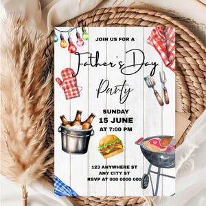 Superhero Dad Invitation Template: Father&#39;s Day BBQ (Editable Canva File, 5x7, Digital Download)
