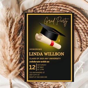 Editable Graduation Invitation Template: Class of 2025 (Digital Download)