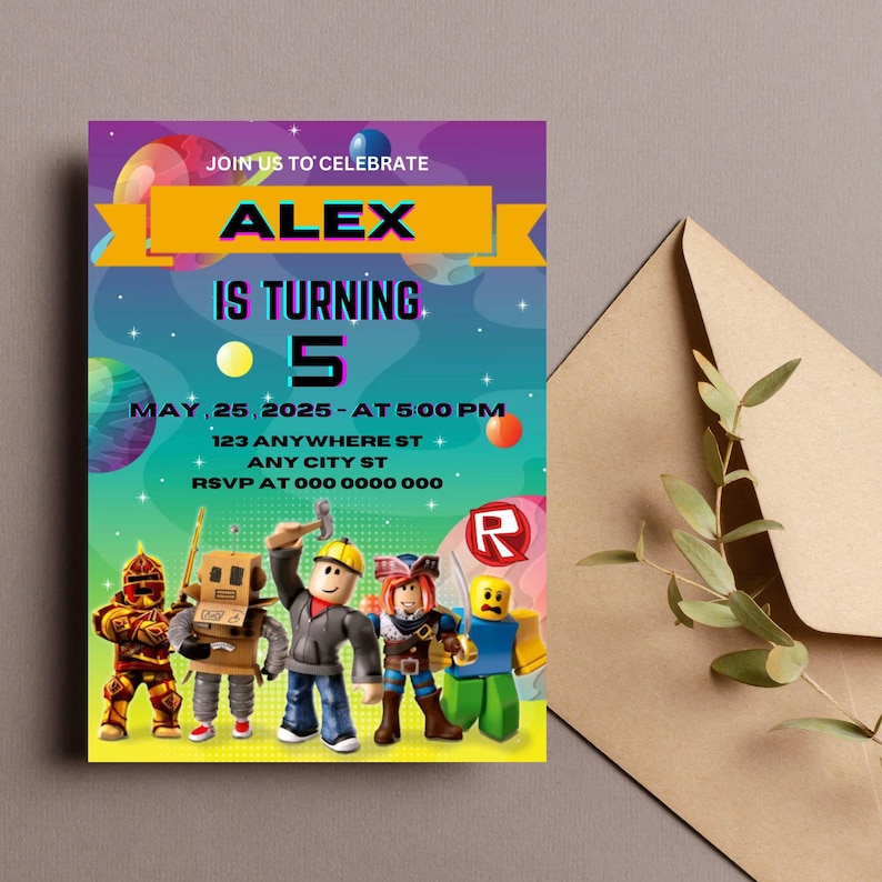 Editable Roblox Birthday Invitation Template (digital Download) - Etsy