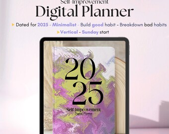 2025 Habit Digital Planner, Self-Care Journal (Digital Download)