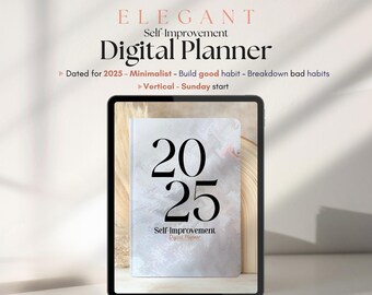 2025 Digital Planner, Habit Tracker, Minimalist Elegant Design (Digital Download)