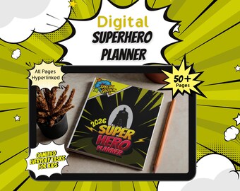 2026 Superhero Kids Digital Planner, Comic Journal (PDF)