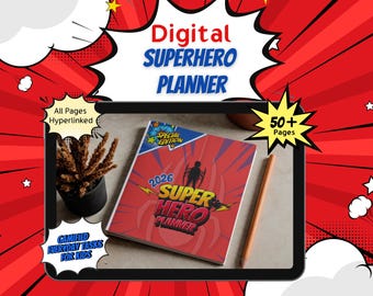 2026 Superhero Kids Digital Planner, Comic Chore Chart (PDF)