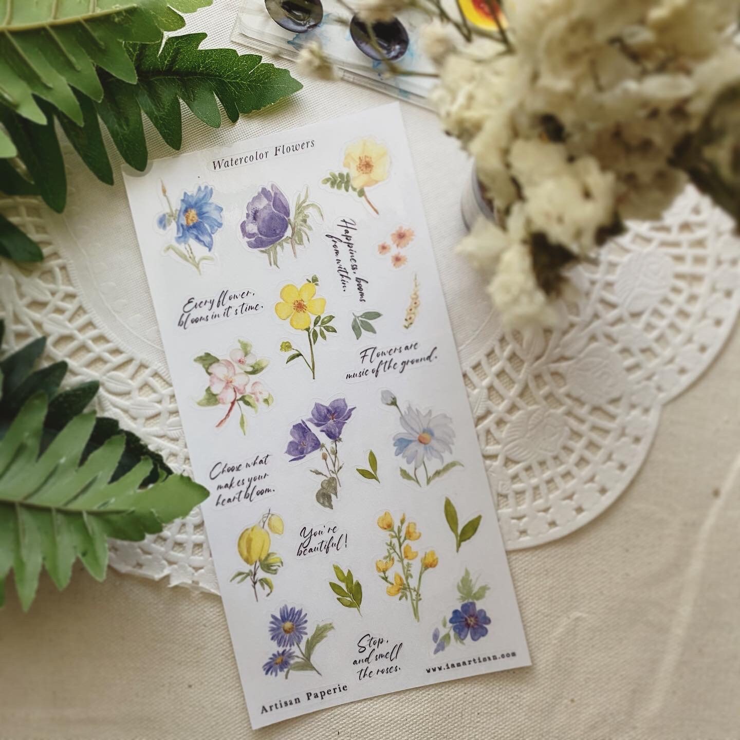 Watercolor Flowers Sticker Sheet Etsy