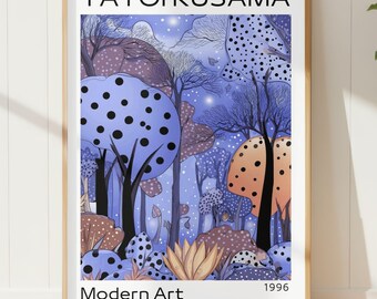 Yayoi Kusama Forest Print: Lavender Polka Dot Tree Surreal Landscape Poster