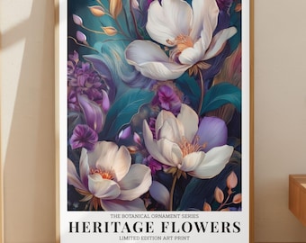 Gravura de flores de William Morris, arte de parede botânica vintage