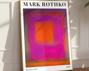 Mark Rothko Inspired Pink Purple Orange Poster, Color Field Abstract Print, Mid Century Modern Wall Art, Modernist Gallery Decor