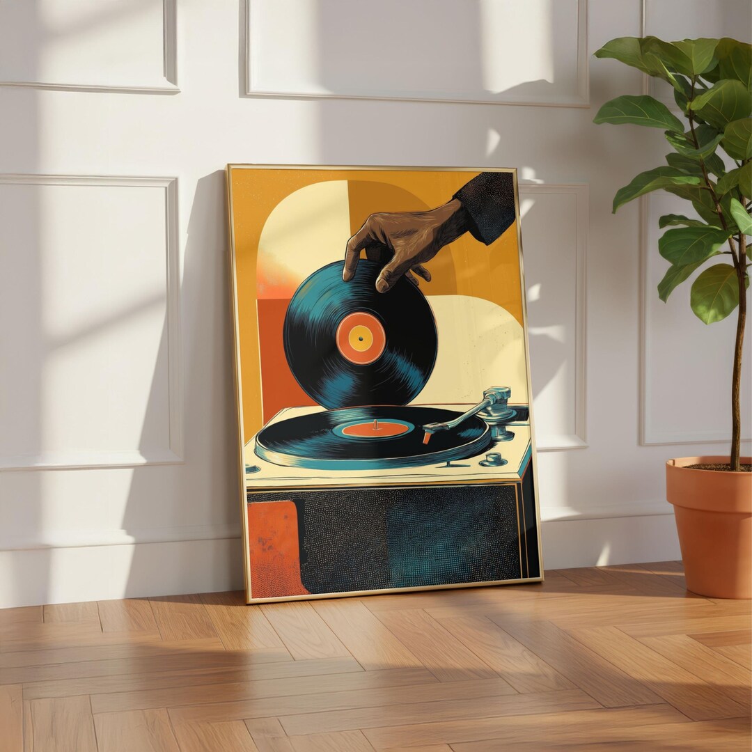 Vintage Vinyl Record Poster Retro Turntable Art Music Lover ...