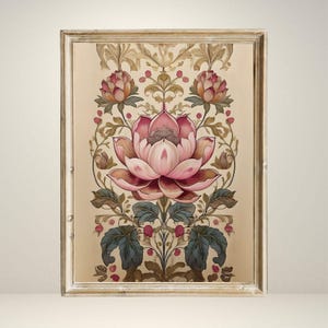 Lotus Print Indian Folk Art Traditional Indian Lotus Printable Wall Art Indian Vintage Pichwai Painting Lotus Poster DIGITAL DOWNLOAD Decor