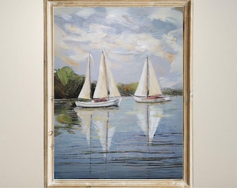 ヴィンテージ帆船の絵画プリント | 夏の航海風ウォールアート 印刷可能