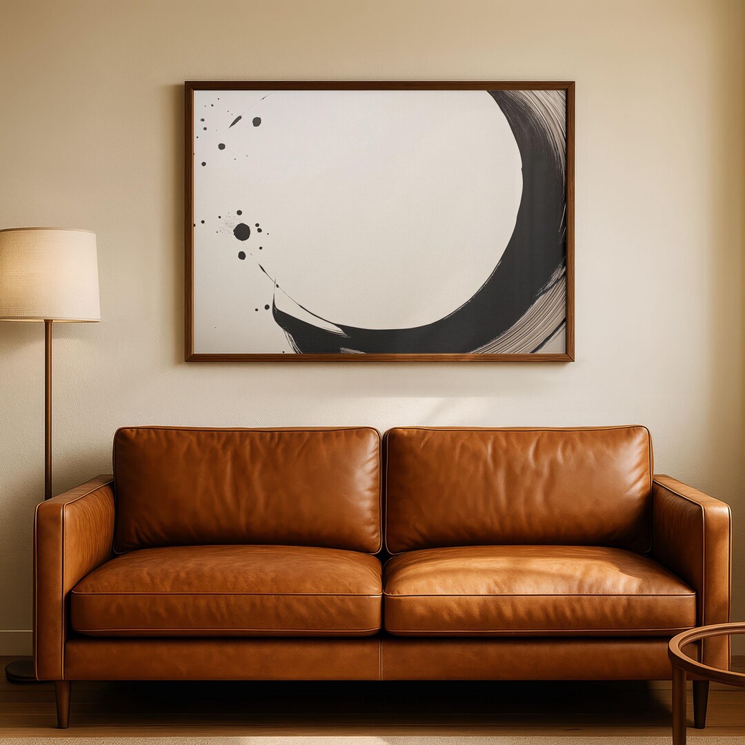 Enso Zen Wall Art Print, Minimalist Black White Japanese Ink Brush ...