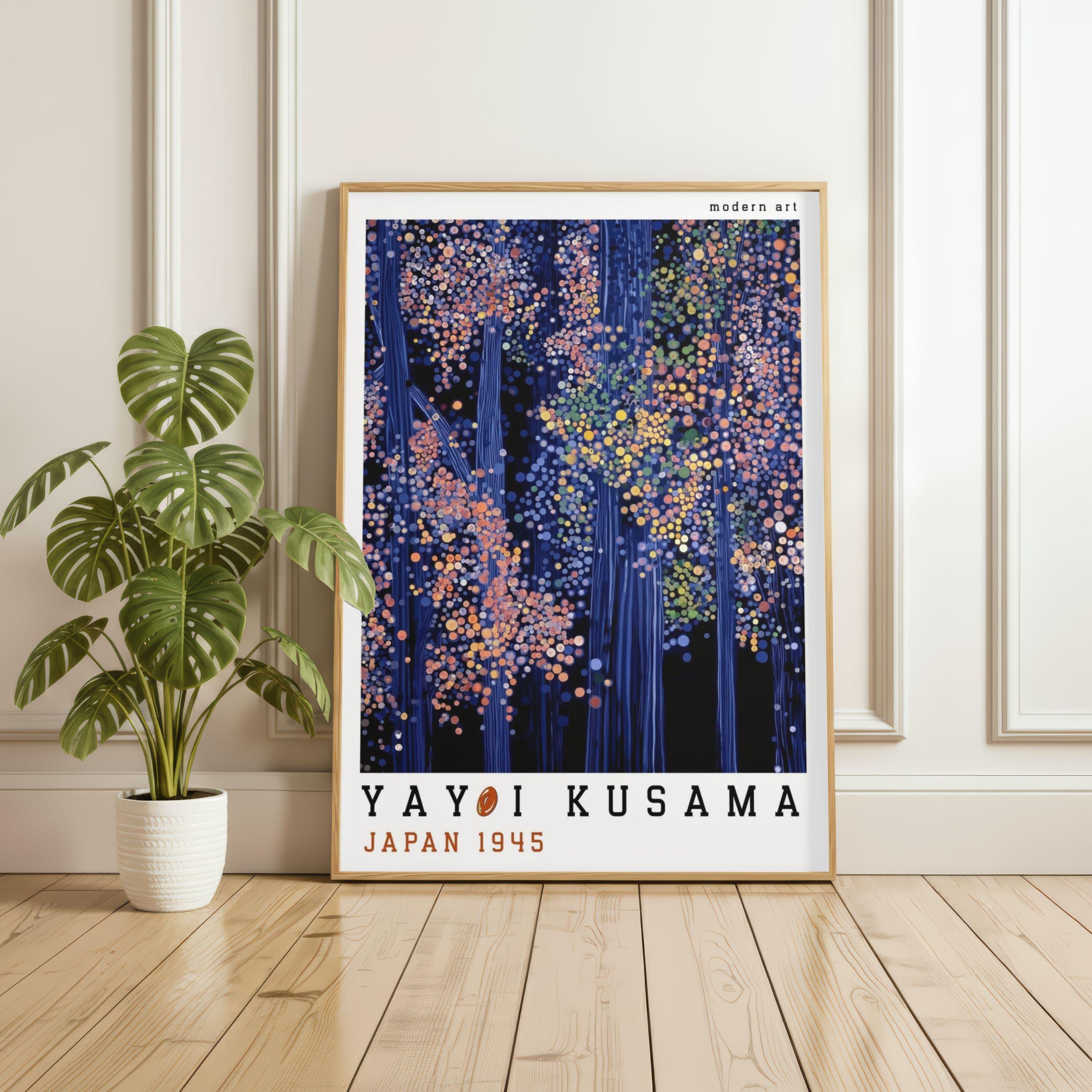 Yayoi Kusama Style Poster, Forest Art Print Abstract Tree Wall Decor ...